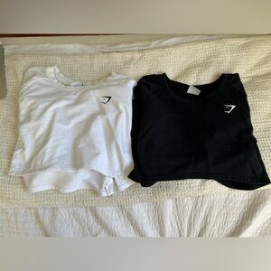 2 Gymshark Long Sleeve Cropped Sweatshirts size Medium in black and white